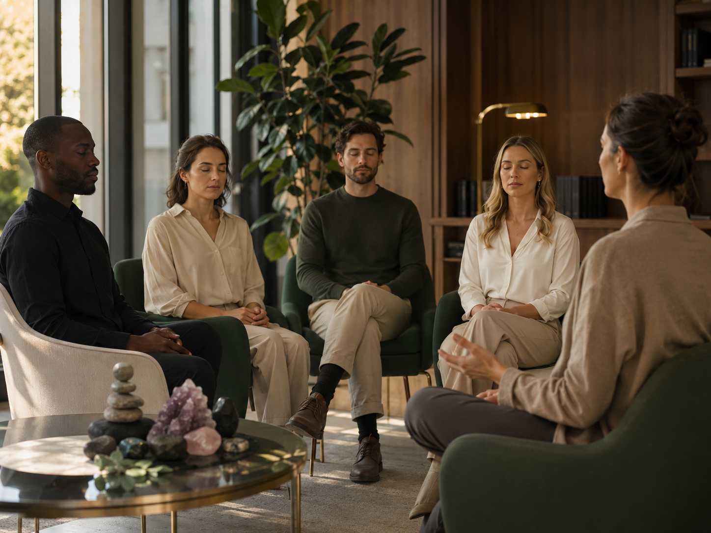 Équipe participant à une séance de méditation en entreprise